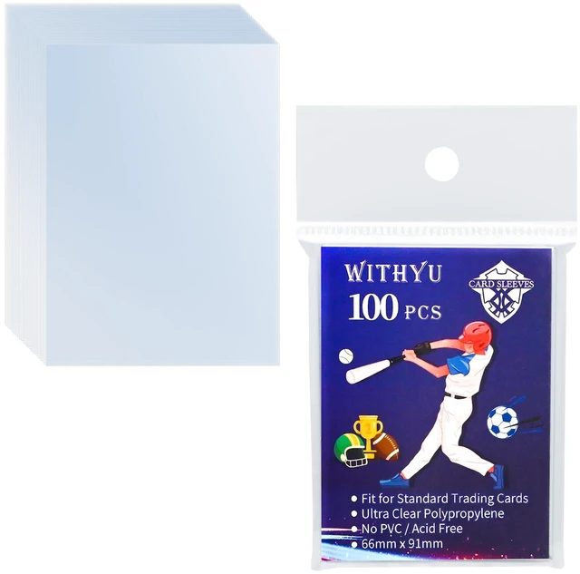 Main image of 100 Pcs Soft Trading Card Sleeves, Top Loading Sleeves for Standard Cards 2.5" X 3.5",Ultra-Clear Card Protector for Baseball Cards