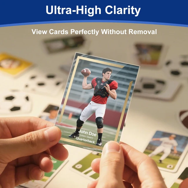 Alt view image 3 of 7 - 100 Pcs Soft Trading Card Sleeves, Top Loading Sleeves for Standard Cards 2.5" X 3.5",Ultra-Clear Card Protector for Baseball Cards