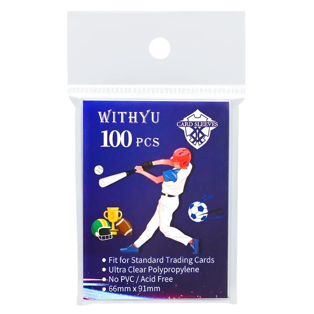 Alt view image 7 of 7 - 100 Pcs Soft Trading Card Sleeves, Top Loading Sleeves for Standard Cards 2.5" X 3.5",Ultra-Clear Card Protector for Baseball Cards