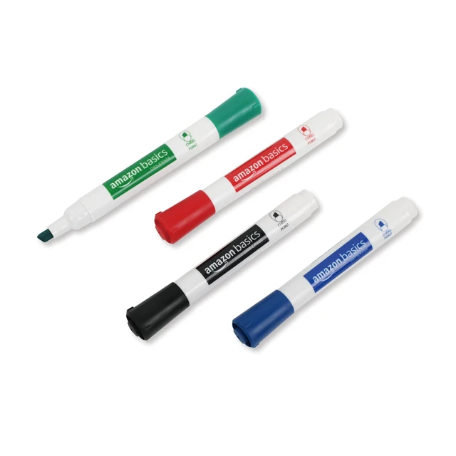 Alt view image 6 of 6 - Amazon Basics Low-Odor Dry Erase Whiteboard Markers, Chisel Tip, Quick-Dry, Black, Red, Green, Blue, 4-Pack