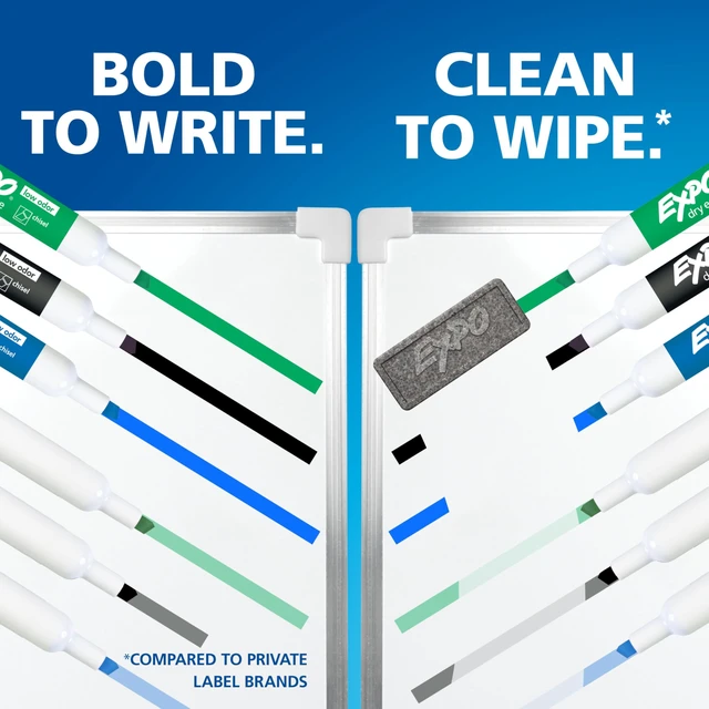 Alt view image 6 of 6 - EXPO Dry Erase Markers, Low Odor Ink, Assorted Colors, Chisel Tip, 4 Count - Whiteboard, Calendar, Organization, Essential Supplies for Office, School, Classroom, Teachers
