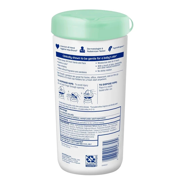 Alt view image 5 of 6 - Wet Ones Hand Wipes, Sensitive Skin, Unscented, 40 ct Canister (1 Pack)