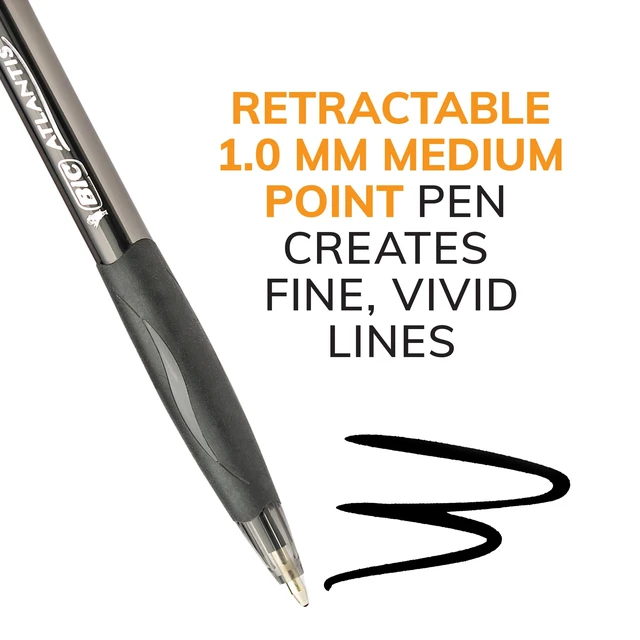 Alt view image 3 of 6 - BIC Glide Black Retractable Ballpoint Pens, 1.0mm Medium Point, 4-Count