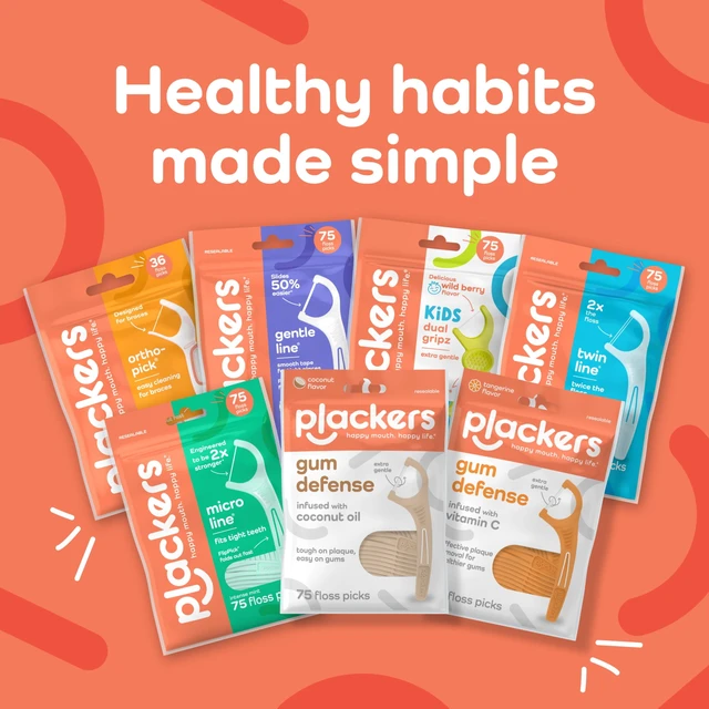 Alt view image 5 of 7 - Plackers® Gum Defense Floss Picks with Vitamin C, Energizing Tangerine Flavor, GentleFloss, 4 Pack of 75
