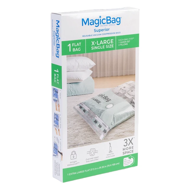 Main image of MagicBag X-Large Vacuum Storage Bag, 1 Pack Flat Compression Bag for Bedding, Space Saving & Airtight