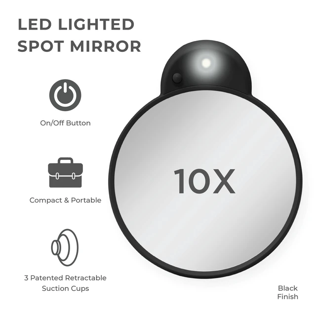 Alt view image 7 of 7 - Zadro LED Compact Mirrors with 10X or 15X Magnification & Retractable Suction Cups