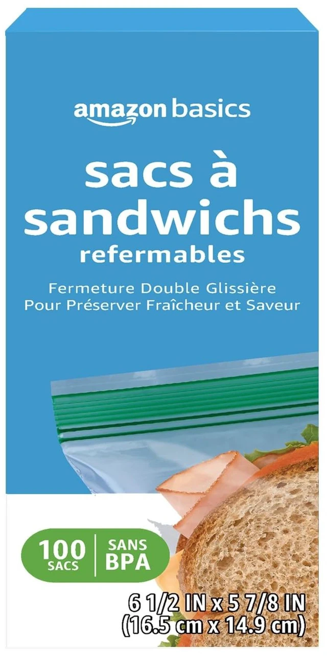 Alt view image 2 of 4 - Amazon Basics Reclosable Double Zipper Sandwich Storage Bags for Food Storage, BPA Free, 100 Count