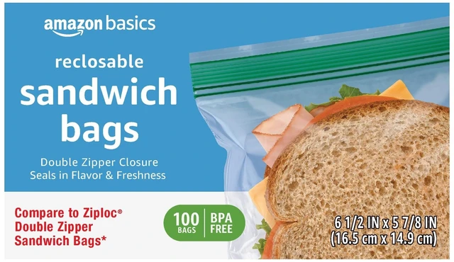 Alt view image 4 of 4 - Amazon Basics Reclosable Double Zipper Sandwich Storage Bags for Food Storage, BPA Free, 100 Count