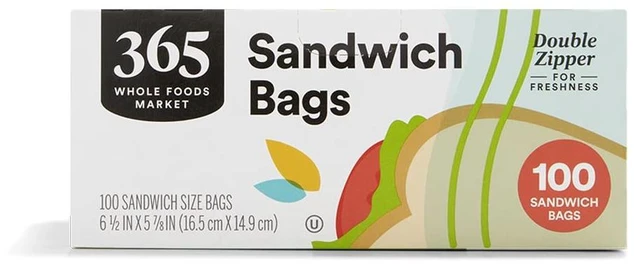 Main image of 365 by Whole Foods Market, Sandwich Size Storage Bags, Double Zipper, 100 Count