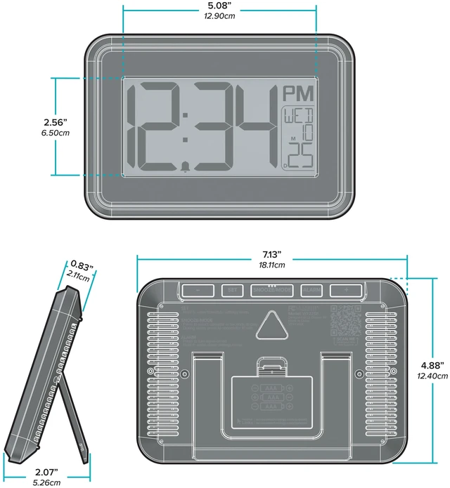 Alt view image 6 of 6 - Mainstays 4.90" Digital Table and Wall Clock with 12-Hour Display and Alarm