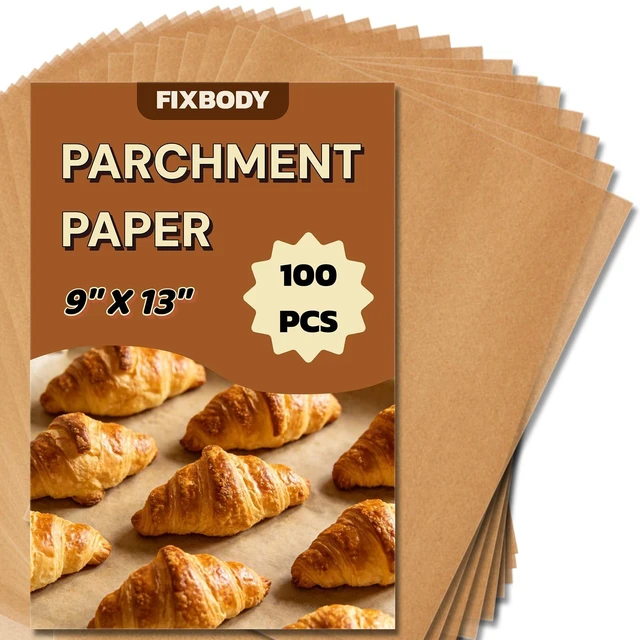 Main image of 100Pcs Unbleached Non-Stick 9x13in Baking Parchment Non-Stick and Non-Toxic