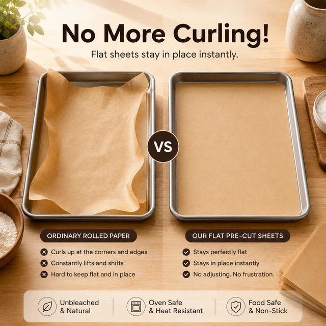 Alt view image 7 of 7 - 100Pcs Unbleached Non-Stick 9x13in Baking Parchment Non-Stick and Non-Toxic