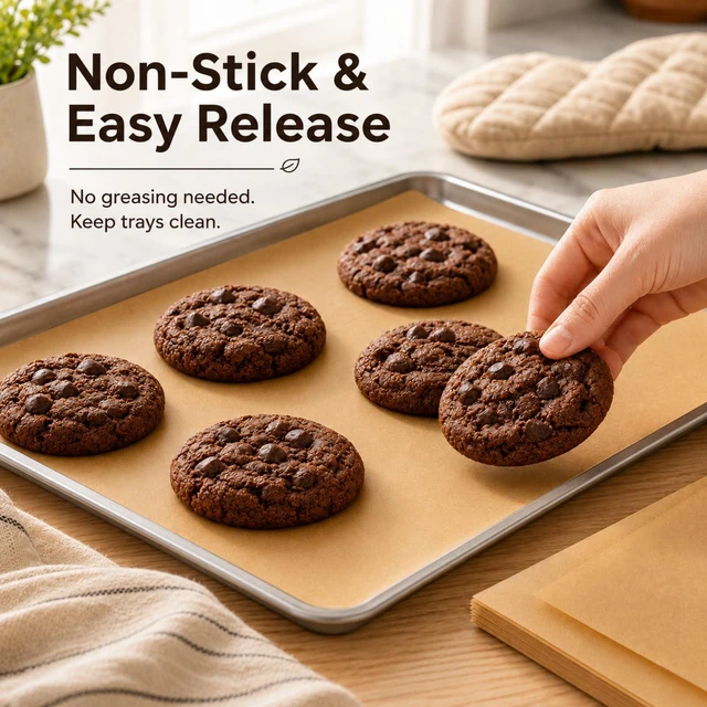 Alt view image 2 of 7 - 100Pcs Unbleached Non-Stick 9x13in Baking Parchment Non-Stick and Non-Toxic