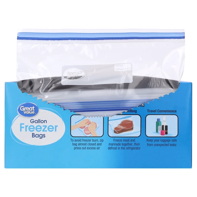 Alt view image 2 of 6 - Great Value Double Zipper Gallon Freezer Bag, 120 Count