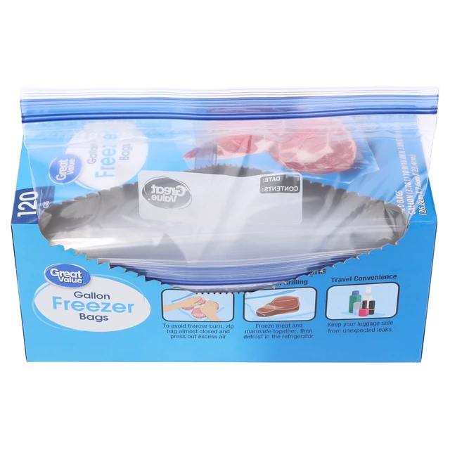 Alt view image 3 of 6 - Great Value Double Zipper Gallon Freezer Bag, 120 Count