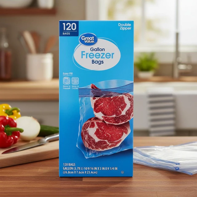 Alt view image 6 of 6 - Great Value Double Zipper Gallon Freezer Bag, 120 Count
