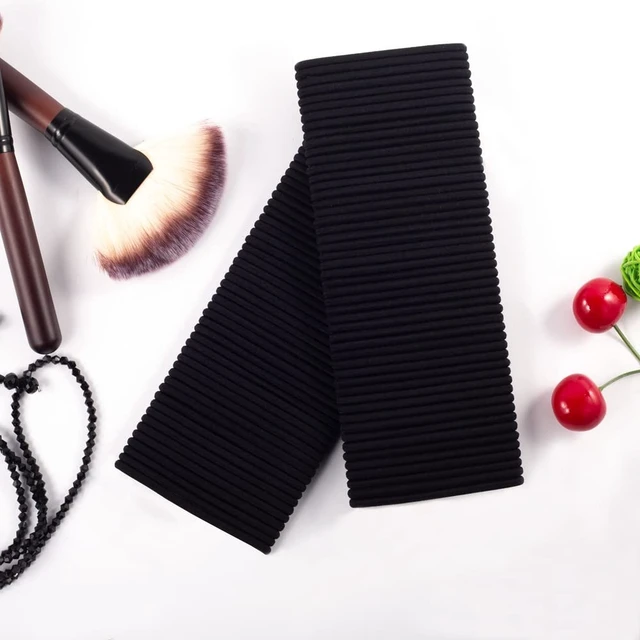 Alt view image 6 of 6 - Sderoq 100pcs Womens Elastics Hair Tie, 4MM Black Ponytail Holders Hair Bands, 2 Inch in Diameter Elastic Band for Medium to Thick Hair (4mm Black)