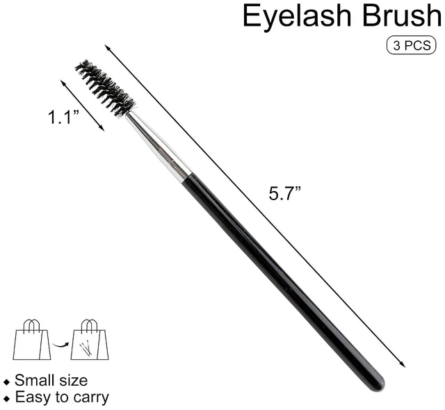 Alt view image 4 of 6 - Quacc 3 PCS Eyelash Spoolies Brush, Wands Makeup Lash Brush, Black