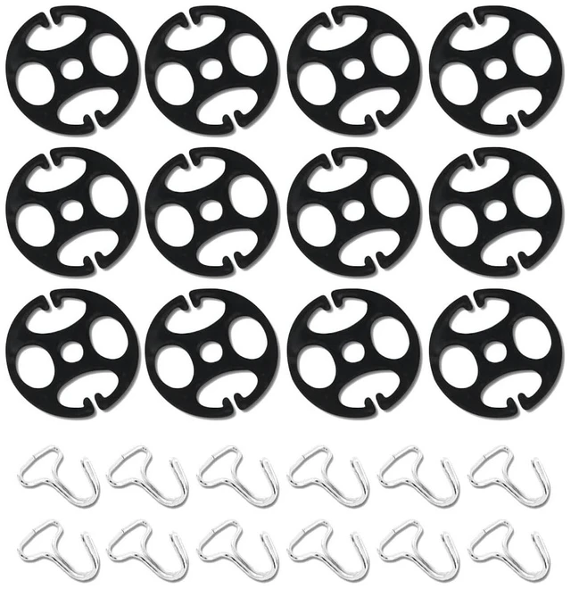 Main image of 24PCS Car Seat Cover Plum Plate Metal Hooks, 12 Metal Hooks Set Locking Clip Plastic Card Fixed Fastener Buckle + 12 Plastic Car Seat Covers Chucks for Car Seat Replacements Accessories (Black)
