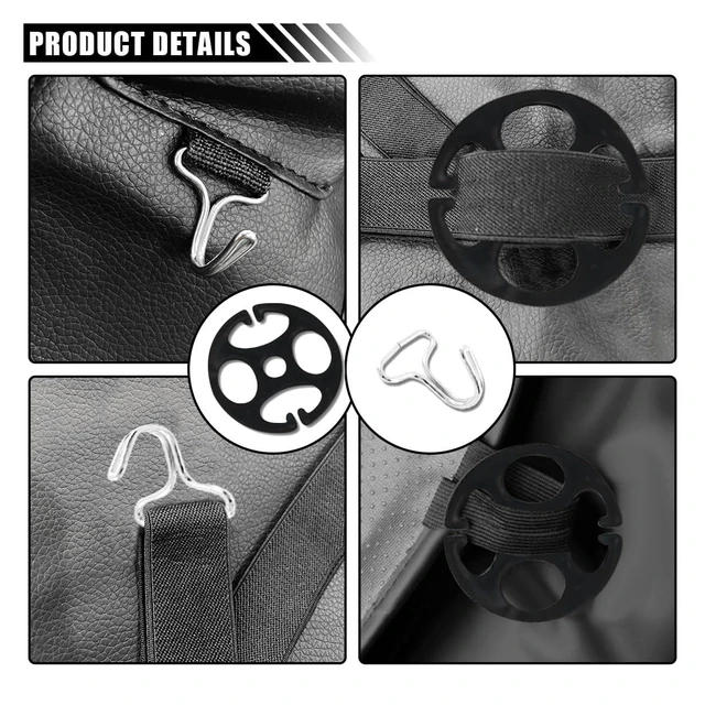 Alt view image 4 of 6 - 24PCS Car Seat Cover Plum Plate Metal Hooks, 12 Metal Hooks Set Locking Clip Plastic Card Fixed Fastener Buckle + 12 Plastic Car Seat Covers Chucks for Car Seat Replacements Accessories (Black)