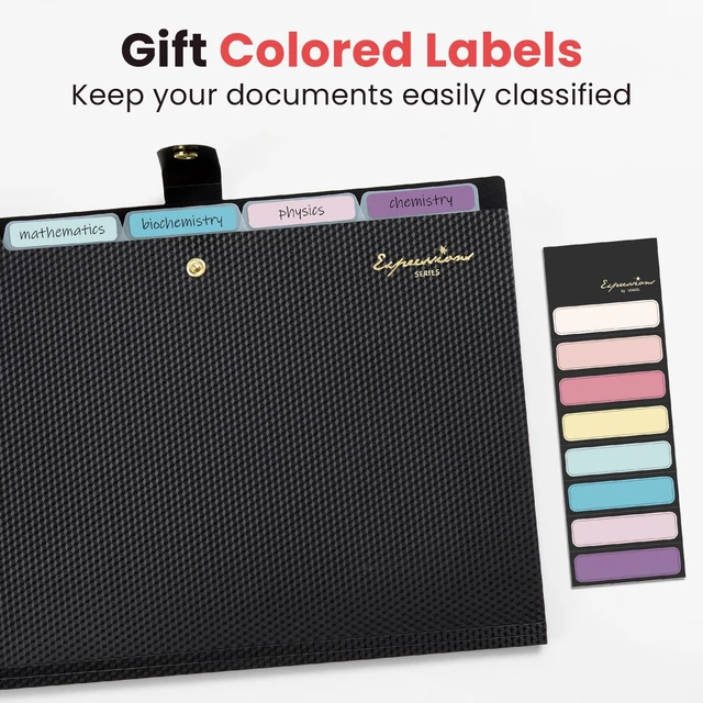 Alt view image 3 of 6 - Sooez Accordion File Organizer, Expanding File Folder with Label, 5 Pocket