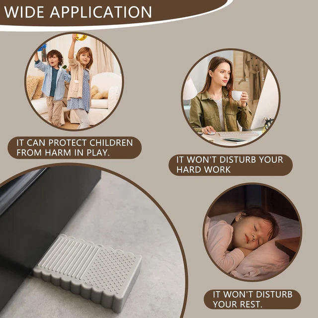 Alt view image 2 of 5 - 4Pack Mini Door Stoppers for Bottom of Door, TPE Door Stopper Wedge, Floor Sturdy Door Stops for Various Surfaces, Suitable for Door Gaps, Gray