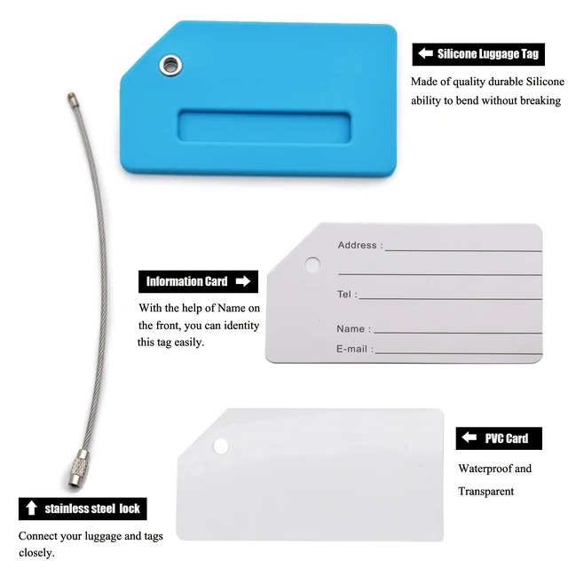 Alt view image 6 of 6 - 7 Pack Silicone Luggage Tags for Suitcases,TSA Approved Travel Tag,Colorful