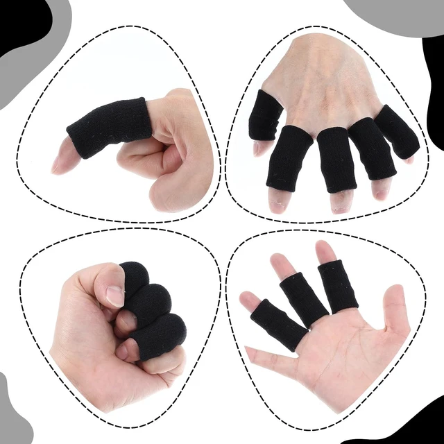 Alt view image 6 of 7 - ElevateTech Finger Sleeves Protectors, 10 Pcs Finger Arthritis Sleeves Elastic Thumb Splint Brace Support Protector for Relieving Pain Breathable Fingers Tape for Basketball Golf Sports Aid Support