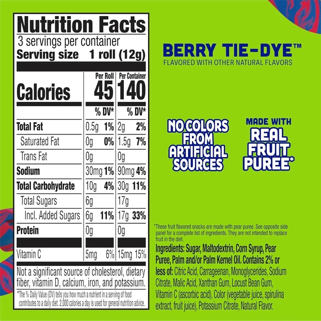 Alt view image 3 of 4 - Fruit By the Foot, Berry Tie Dye, Mini Snacks, 3 ct
