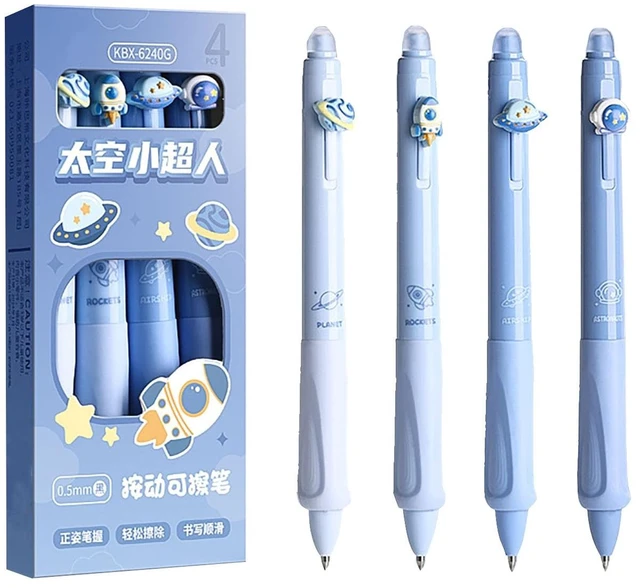 Main image of YYaaloa 4pcs Cute Retractable Erasable Gel Pens Fine Point 0.5mm Black Inks Make Mistakes Disappear for Writing Planner and Crossword Puzzles (Blue, Black)