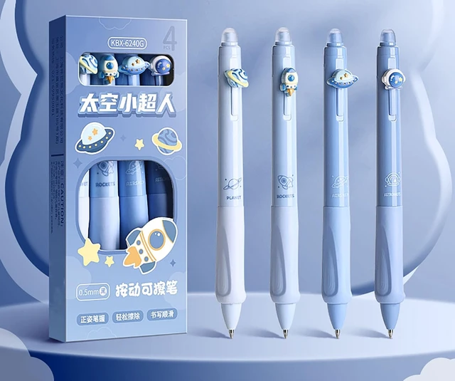 Alt view image 2 of 5 - YYaaloa 4pcs Cute Retractable Erasable Gel Pens Fine Point 0.5mm Black Inks Make Mistakes Disappear for Writing Planner and Crossword Puzzles (Blue, Black)