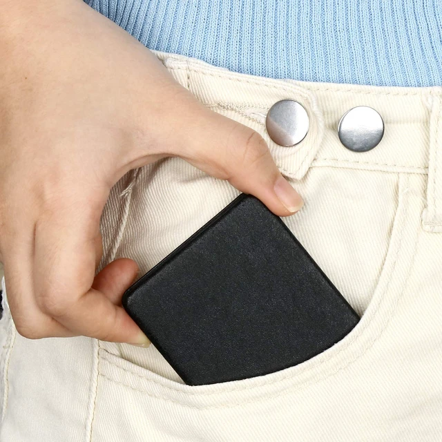 Alt view image 4 of 6 - Compact Vanity Mirror for Men, Black, Travel Makeup Mirror for Handbag Pocket Wallet, Portable Double-Sided Magnifying Cosmetic Mirror for Daily, Work, Business