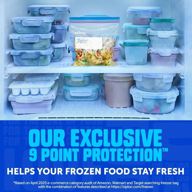 Alt view image 4 of 5 - Ziploc Freezer Quart Food Storage Bags, School Supplies, Stay Open Design, Grip 'n Seal Technology, Zipper, 100 Count
