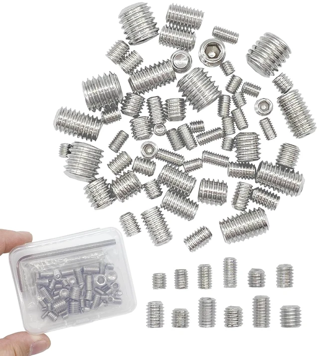 Main image of 60pcs Set Screws, Allen Head Screws, Grub Screws M3 M4 M5 M6 M8 for Home Repair, Install Door Lock, Repair Furniture, Electronic Product, DIY, Fixtures (Stainless Steel 12 Sizes)