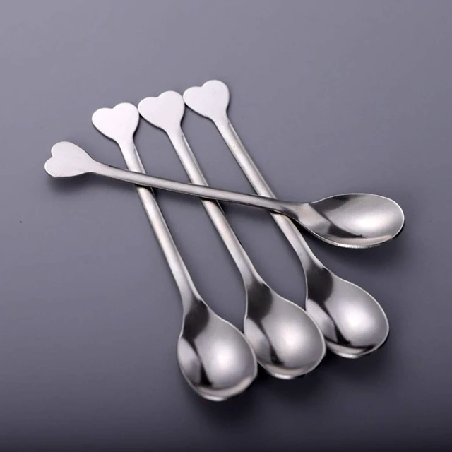 Alt view image 7 of 7 - Mini Dessert Spoons Set of 10, Stainless Steel Demitasse Espresso Coffee Spoons, Small Spoons for Dessert, Tea, Appetizer - Heart-Shaped Handle, 4.5-Inch