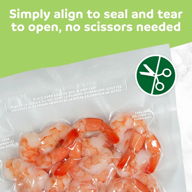 Alt view image 5 of 6 - FoodSaver Quart Vacuum Seal Bags, 16 Count Pre-Cut BPA-Free Freezer Bags, Align to Seal & Tear to Open for Food Freezer, Sous Vide, and Meal Prep