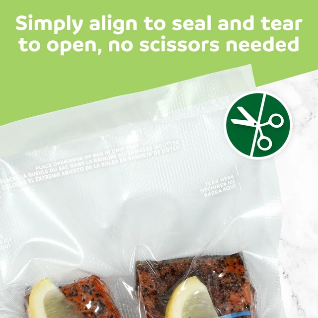 Alt view image 5 of 6 - FoodSaver Quart Vacuum Seal Bags, 40 Count Pre-Cut BPA-Free Freezer Bags, Align to Seal & Tear to Open for Food Freezer, Sous Vide, and Meal Prep