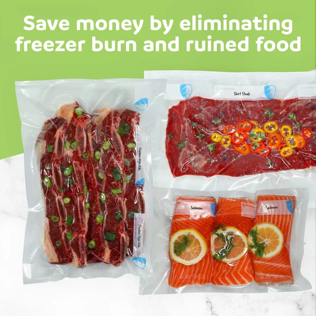 Alt view image 5 of 6 - FoodSaver Vacuum Sealer Rolls, 2 Pack 11" x 12.5' Rolls, BPA-Free Custom Size Freezer Bags for Food Storage, Sous Vide, and Meal Prep