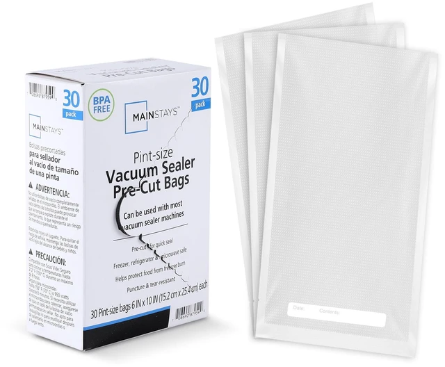 Main image of Mainstays Pint Vacuum Sealer Bags, 6 in x 10 in, 30 Count, BPA-Free, for Food Storage and Sous Vide, Works With All Brands