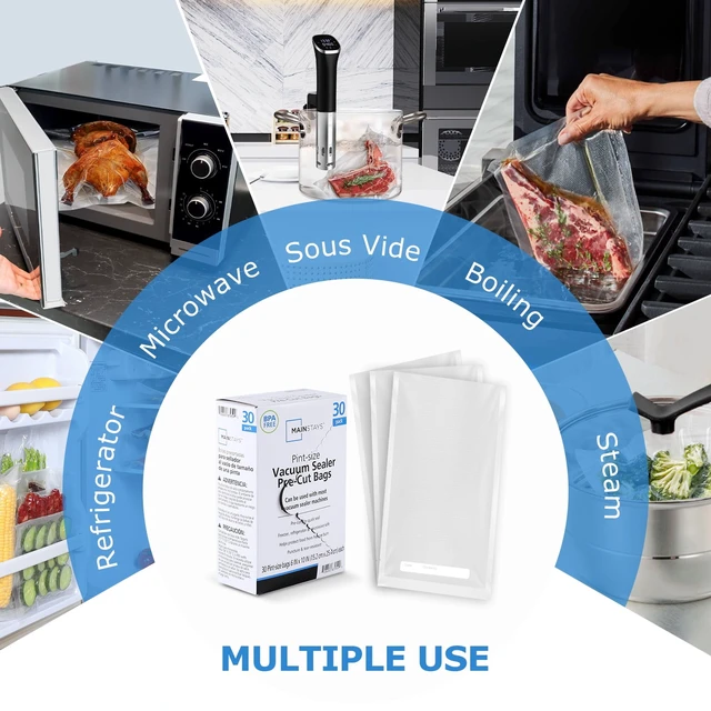Alt view image 5 of 5 - Mainstays Pint Vacuum Sealer Bags, 6 in x 10 in, 30 Count, BPA-Free, for Food Storage and Sous Vide, Works With All Brands