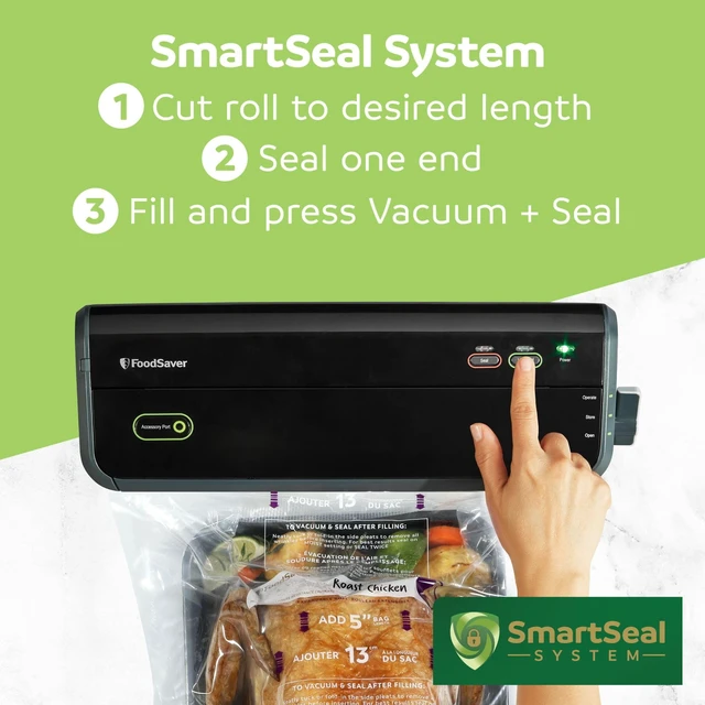 Alt view image 3 of 6 - FoodSaver Heavy Duty Vacuum Sealer Rolls, 1 Pack XL 11" x 16' Rolls, Expands to 14", BPA-Free Bags for Storage, Sous Vide, Meal Prep