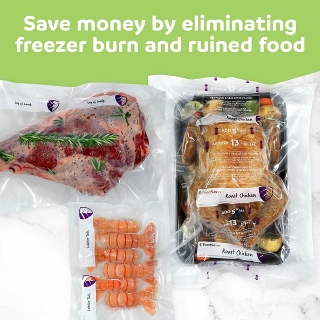 Alt view image 4 of 6 - FoodSaver Heavy Duty Vacuum Sealer Rolls, 1 Pack XL 11" x 16' Rolls, Expands to 14", BPA-Free Bags for Storage, Sous Vide, Meal Prep