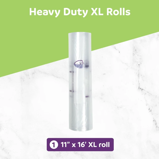 Alt view image 6 of 6 - FoodSaver Heavy Duty Vacuum Sealer Rolls, 1 Pack XL 11" x 16' Rolls, Expands to 14", BPA-Free Bags for Storage, Sous Vide, Meal Prep