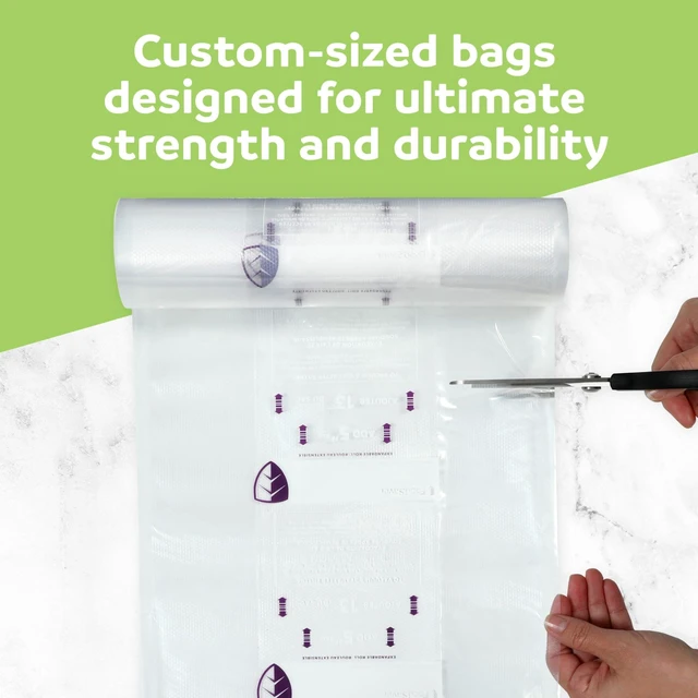 Alt view image 2 of 6 - FoodSaver Heavy Duty Vacuum Sealer Rolls, 1 Pack XL 11" x 16' Rolls, Expands to 14", BPA-Free Bags for Storage, Sous Vide, Meal Prep