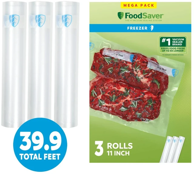 Main image of FoodSaver Vacuum Sealer Rolls, 3 Pack 11" x 13.3' Rolls, BPA-Free Custom Size Freezer Bags for Food Storage, Sous Vide, and Meal Prep