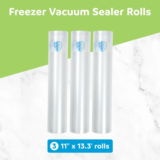 Alt view image 2 of 6 - FoodSaver Vacuum Sealer Rolls, 3 Pack 11" x 13.3' Rolls, BPA-Free Custom Size Freezer Bags for Food Storage, Sous Vide, and Meal Prep