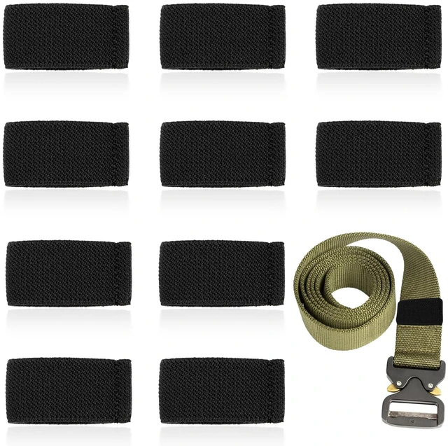 Main image of Bewudy 10 Pack Elastic Belt Keeper Strap, Nylon Canvas Web Belt Elastic Loop Keeper for 1.5" Wide Belts or Straps