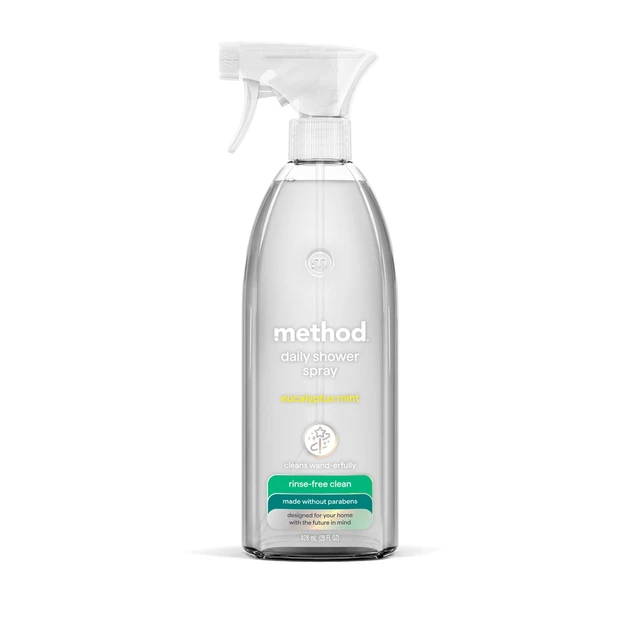 Alt view image 3 of 6 - (4 pack) method Daily Shower Cleaner Spray, Eucalyptus Mint - Removes Soap Scum from Bathroom Tiles, Doors, Bathtubs, Glass & More, No Rinse Required, 28 fl oz
