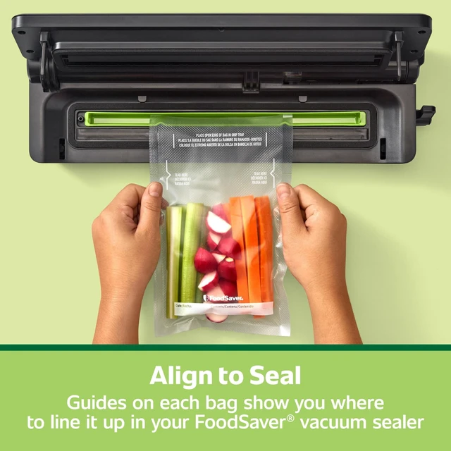 Alt view image 2 of 5 - FoodSaver Pint Vacuum Seal Bags, 27 Count Pre-Cut BPA-Free Freezer Bags, Align to Seal & Tear to Open for Food Storage, Sous Vide, and Meal Prep