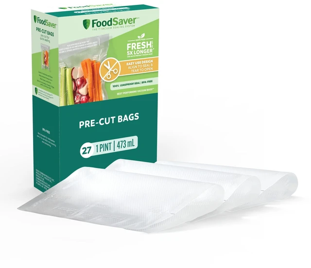 Alt view image 4 of 5 - FoodSaver Pint Vacuum Seal Bags, 27 Count Pre-Cut BPA-Free Freezer Bags, Align to Seal & Tear to Open for Food Storage, Sous Vide, and Meal Prep